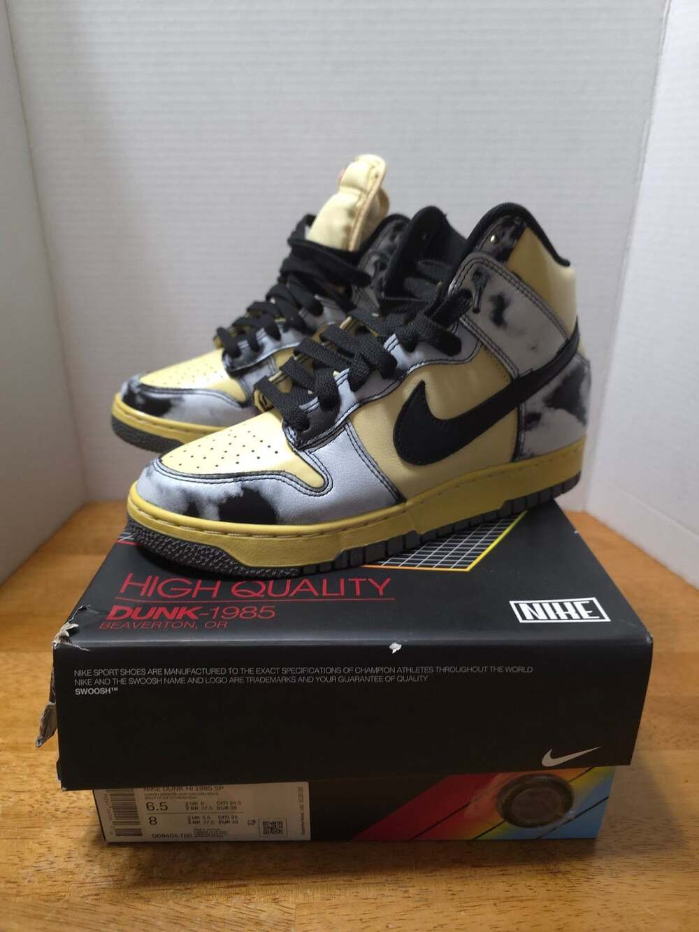 Nike Dunk High 1985 SP Size 6.5 Lemon Drop Acid Wash
